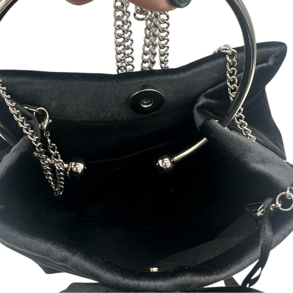 House of Harlow 1960 Velvet Clutch Crossbody Bag with Bow in Black - Picture 5 of 7